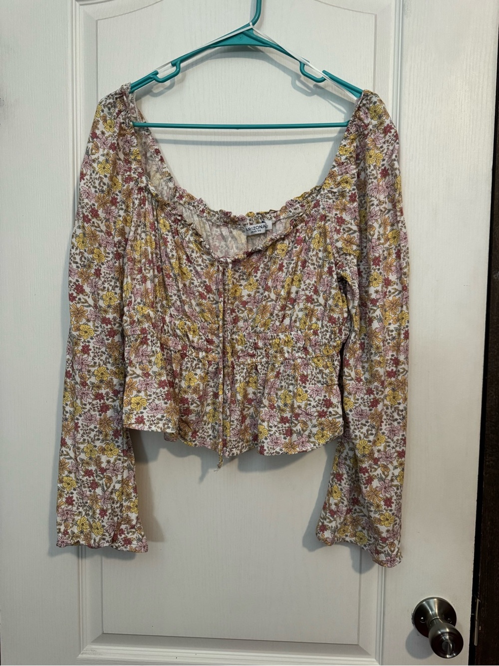 Floral Cottagecore Smocked Waist Cropped Blouse